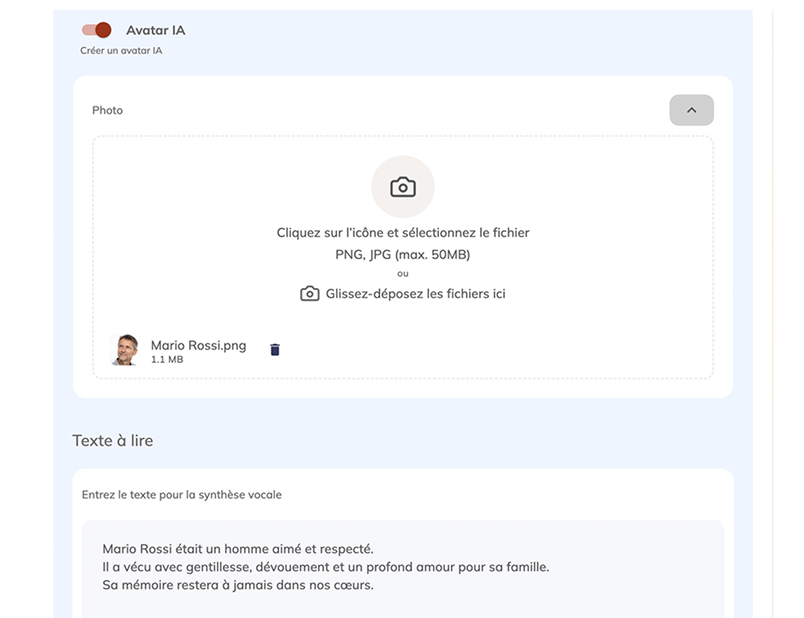 Interface de création de vidéo IA